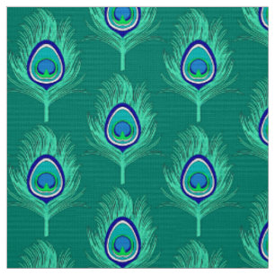 Tissu Le paon fait varier le pas, Aqua sur la