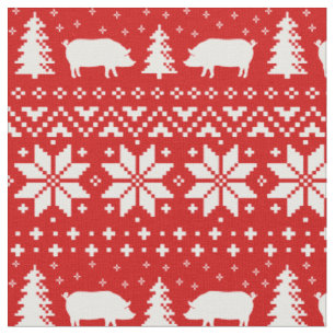 Tissu Le porc silhouette le motif de Noël