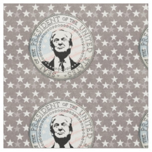 Tissu Le président Donald Trump. Drapeau noir noir blan