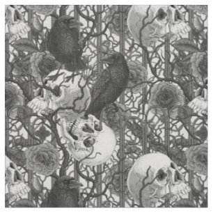 Tissu Le secret de Raven. Illustration gothique sombre e