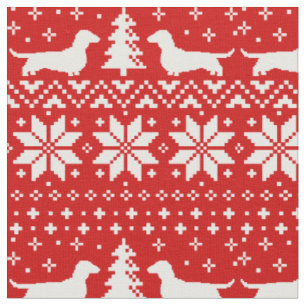Tissu Le teckel silhouette le motif de Noël