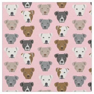 Tissu Le visage de Pitbull est rose motif