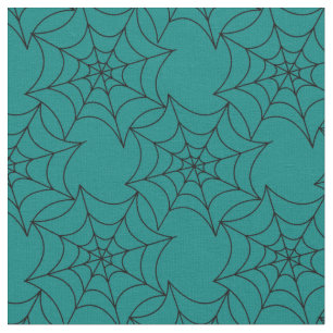 Tissu Le web de Black Spider sur le Turquoise