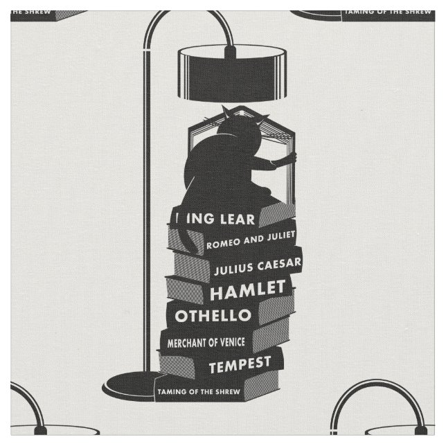 Tissu Lecture de chats noirs Shakespeare Joues (Fermer)