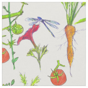 Tissu Légumes Carottes Tomates Jardin Dragonfly