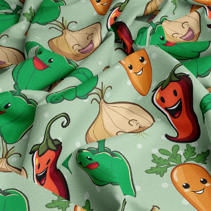Tissu Légumes souriants