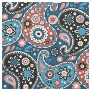 Tissu L'élégance bohème de Paisley Bleu Riche Perse