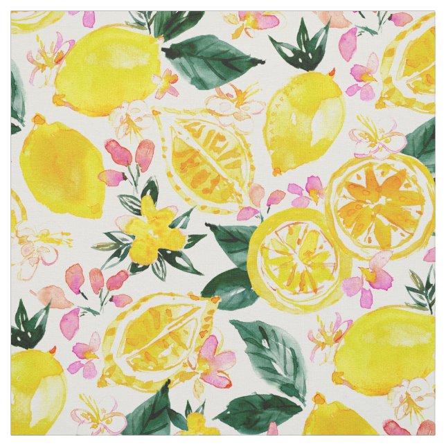 Tissu LEMONIZER Aquarelle jaune citrons (Échantillon)