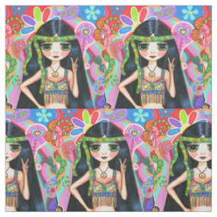 Tissu Les années 1960 hippies psychédéliques de signe de