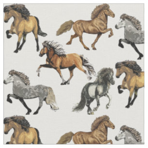 Tissu Les chevaux islandais en mouvement