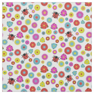 Tissu Les coccinelles dans le jardin parmi les fleurs