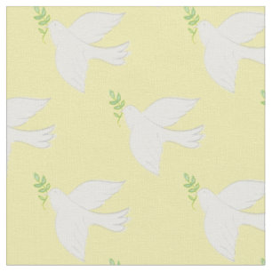 Tissu Les Doves de la Paix Jaune chrétien religieux