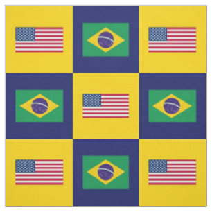 Tissu Les Etats-Unis diminuent, drapeau du Brésil sur l