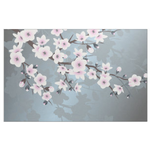 Tissu Les fleurs de cerisiers bleus roses et croustillan