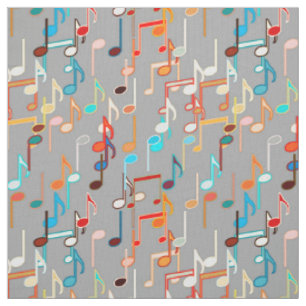 Tissu Les notes musicales impriment - le gris moyen,