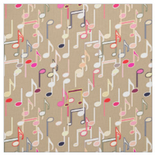 Tissu Les notes musicales impriment - le taupe bronzage,