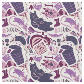 Tissu Les poubelles roses mangent des Motifs de nourritu