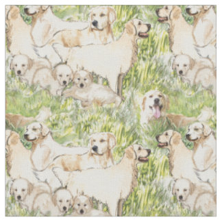 Tissu Les trésors d'or dans l'herbe Toile de coton