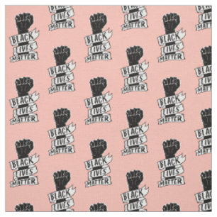 Tissu les vies noires comptent pour un poing rose motif