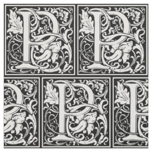 Tissu Lettre P Monogramme médiéval Art Nouveau