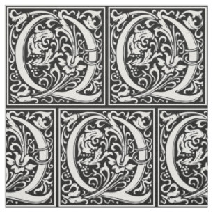 Tissu Lettre Q Monogramme médiéval Art Nouveau