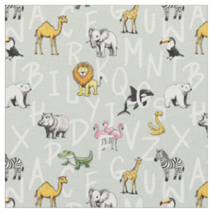 Tissu Lettres de l'alphabet abc bébés animaux comptine a