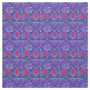 Tissu Levée de soleil pourpre de Boho   Fleurs rouges