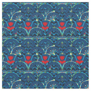 Tissu Lever du soleil d'Aqua Boho foncé   Tsigane modern