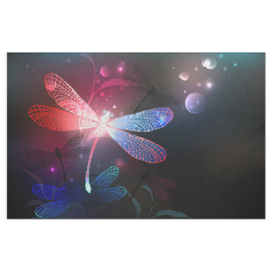 Tissu libellule rouge brillante