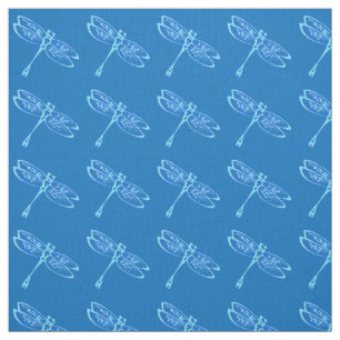 Tissu libellules, bleu pâle sur bleu denim