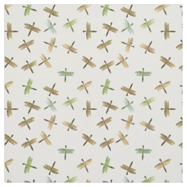 Tissu Libellules d'aquarelle d'or (Échantillon)