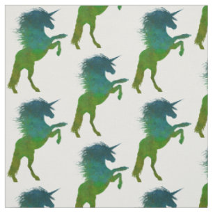 Tissu Licorne bleue et verte