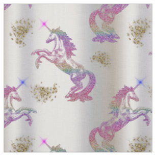 Tissu Licornes en cristal d'arc-en-ciel