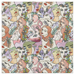 Tissu Ligne de Contour moderne Dessin de Doodle art