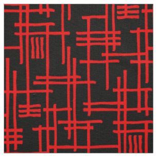 Tissu Lignes Abstraites 120923 - Rouge sur noir