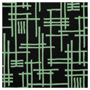 Tissu Lignes Abstraites 120923 - Vert fané sur noir