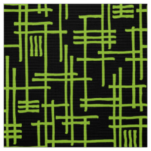 Tissu Lignes Abstraites 120923 - Vert Martien sur Noir