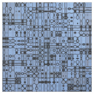 Tissu Lignes abstraites noires et de bleu