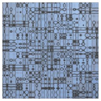 Tissu Lignes abstraites noires et de bleu