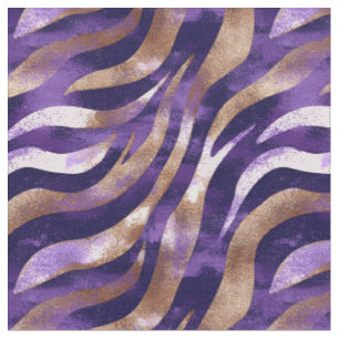 Tissu Lignes Abstraites violet/or/blanc