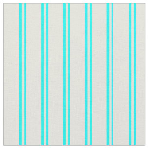 Tissu Lignes/bandes de couleur cyan et beige Motif