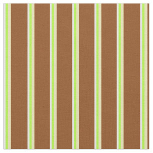 Tissu Lignes blanches, vert clair, bronzées et Brown