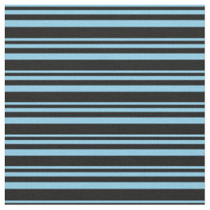 Tissu Lignes bleu ciel et noir