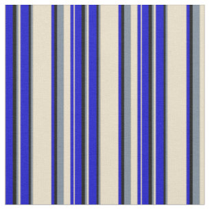 Tissu Lignes bleues, bronzées, gris ardoise légère et no