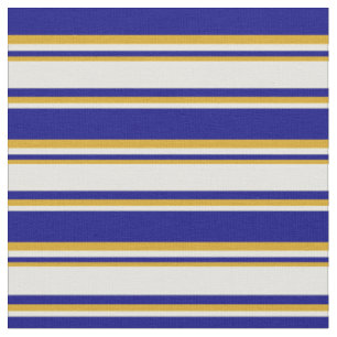Tissu Lignes Bleues, Jaunes clairs et Rouges d'or