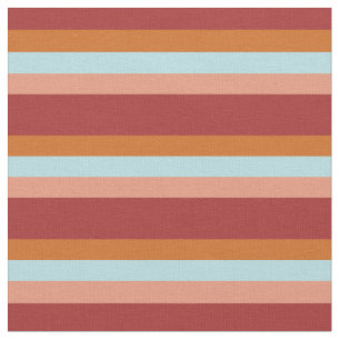 Tissu Lignes Brown, Chocolat, Bleu Poudre et Saumon fonc