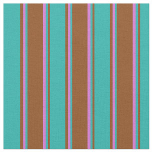Tissu Lignes Brown, vert de mer claire et orchidée