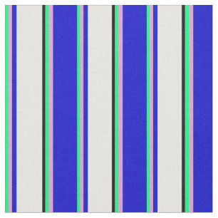 Tissu Lignes colorées vertes, prunes, bleues, blanches e