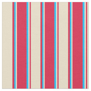 Tissu Lignes de couleur bleue Crimson, Tan et Deep Sky