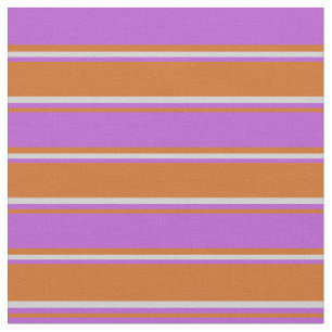 Tissu Lignes de couleur chocolat, orchidée et gris clair